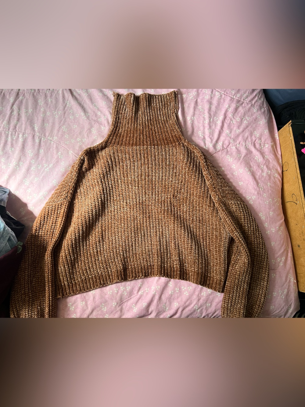 Zenana Outfitters Cropped Turtleneck Sweater - Chestnut Brown